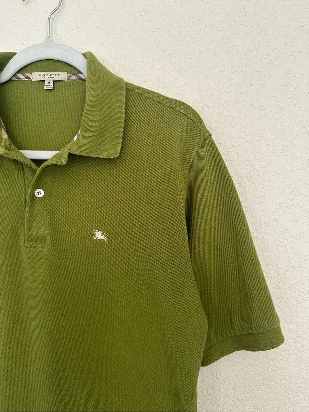 Burberry London Men’s Olive Green Embroidered Knight Polo Shirt Size Med